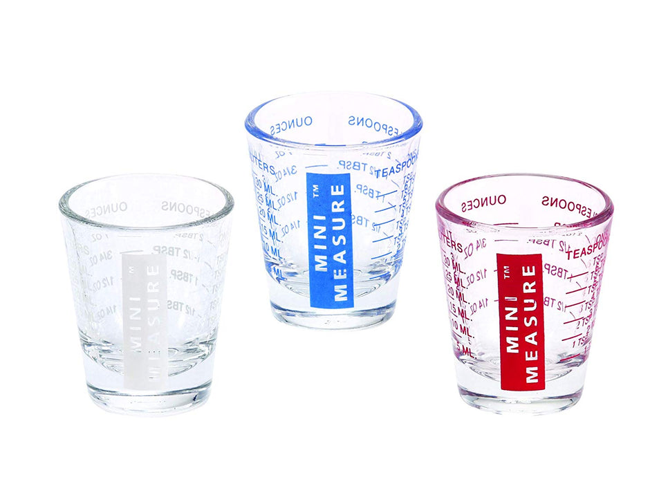 mini measuring glass set of 3 red white and blue