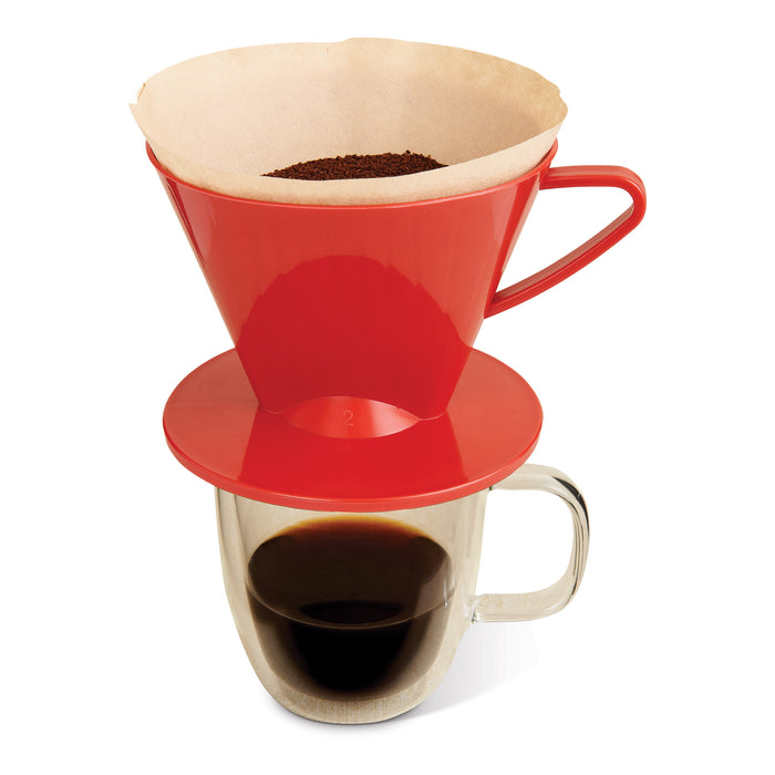 pour over coffee filter being used over a coffee mug