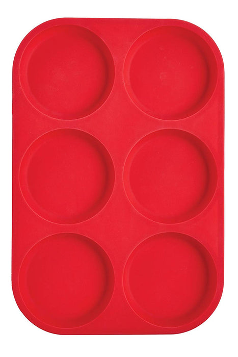 silicone muffin top pan top view red
