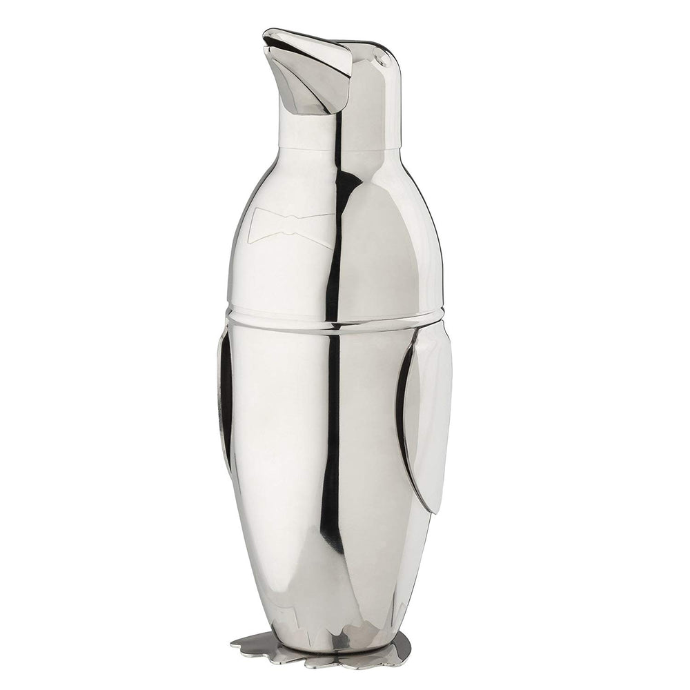 penguin cocktail shaker stainless steel art deco 1930's style