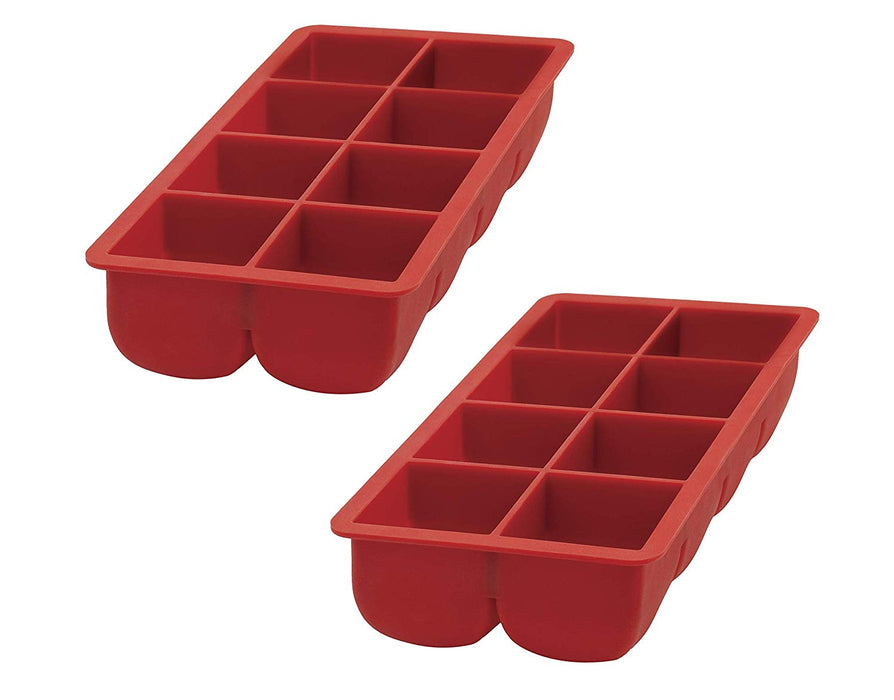 HIC Big Block Ice Cube Tray, Set of 2, Red