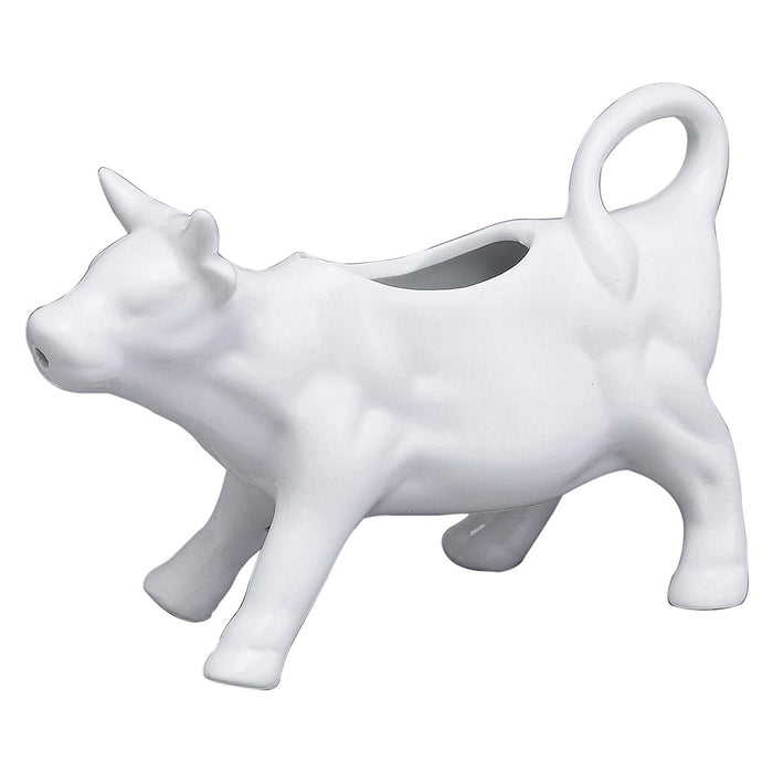 HIC Cow Creamer with Handle, Fine White Porcelain, 6-Ounce
