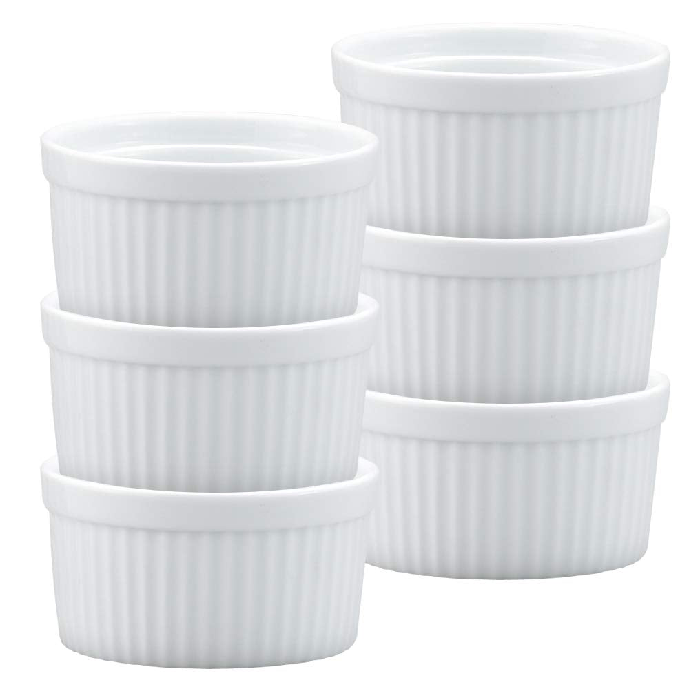 set of 6 white porcelain souffle ramekin dishes