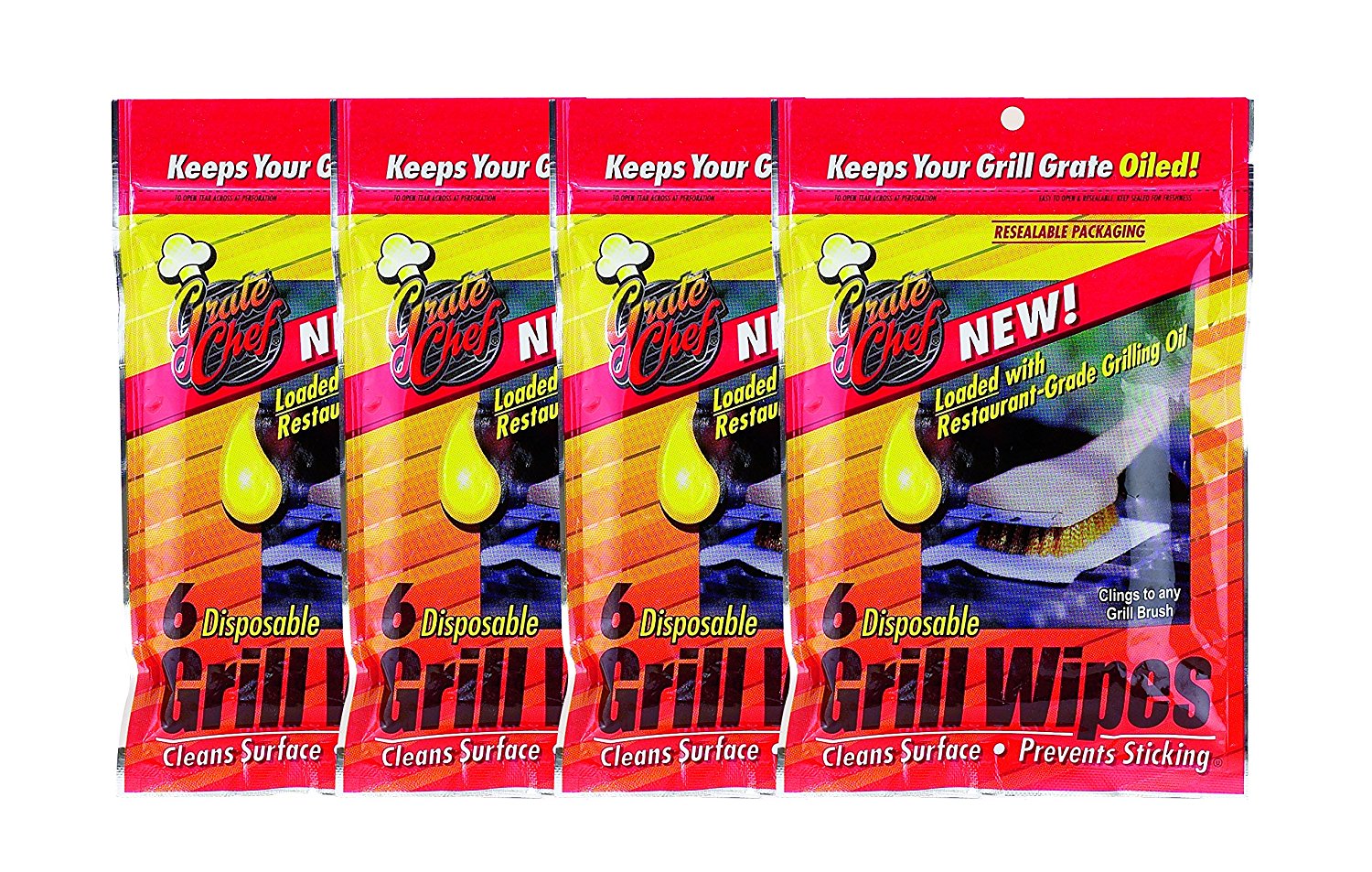 Grill Grate Oil For Grilling and Cleaning Wipes - 24 pack