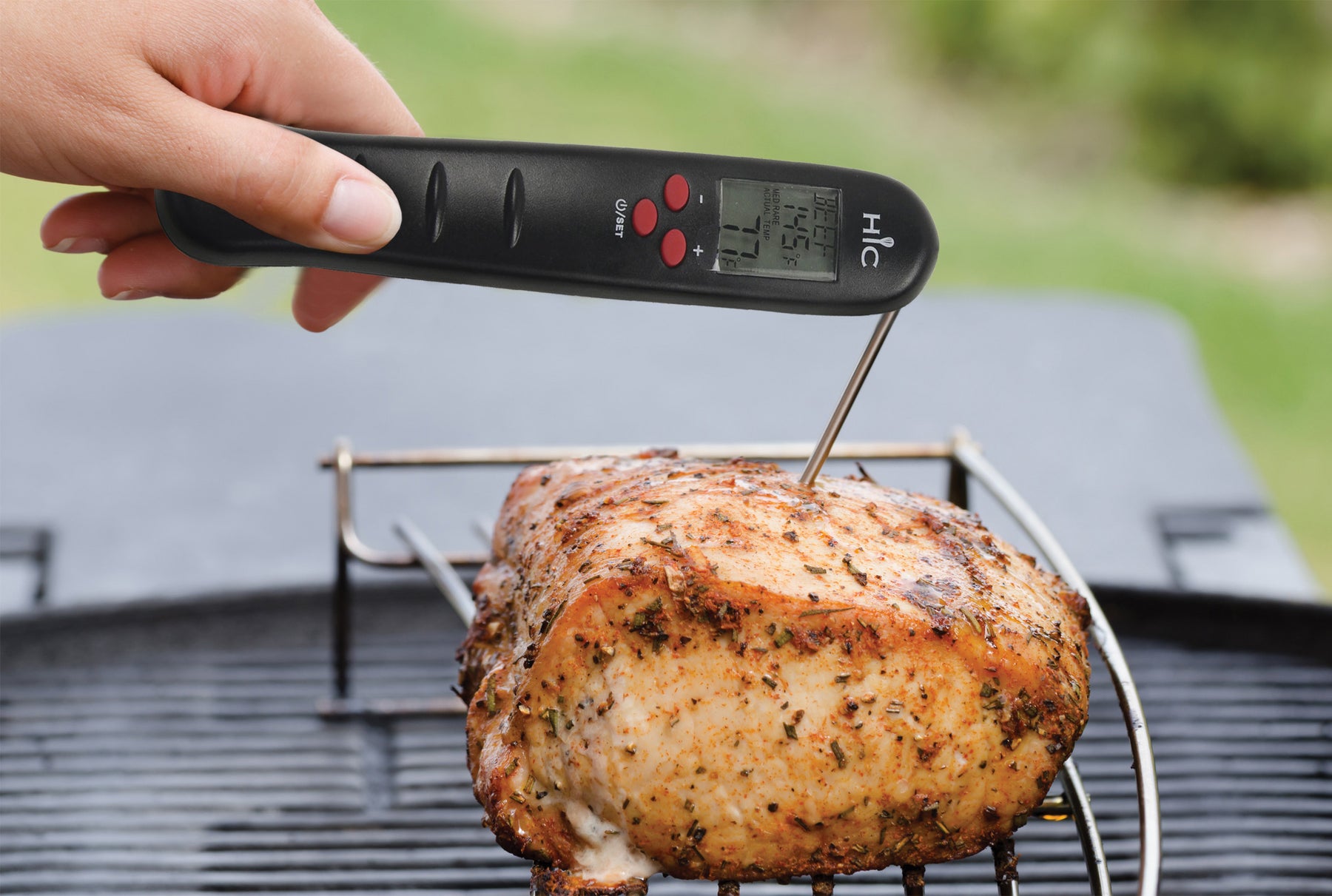 folding thermometer in a chicken