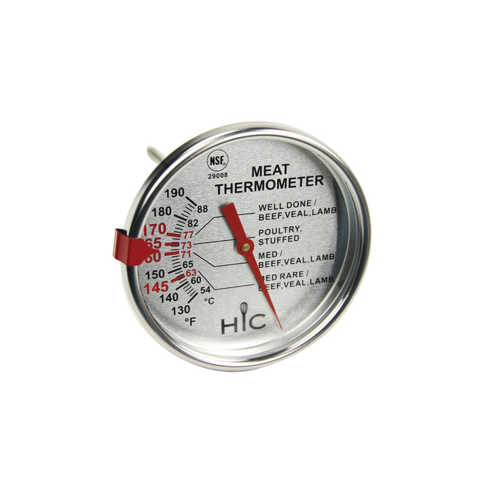 large face meat thermometer with markings and stem